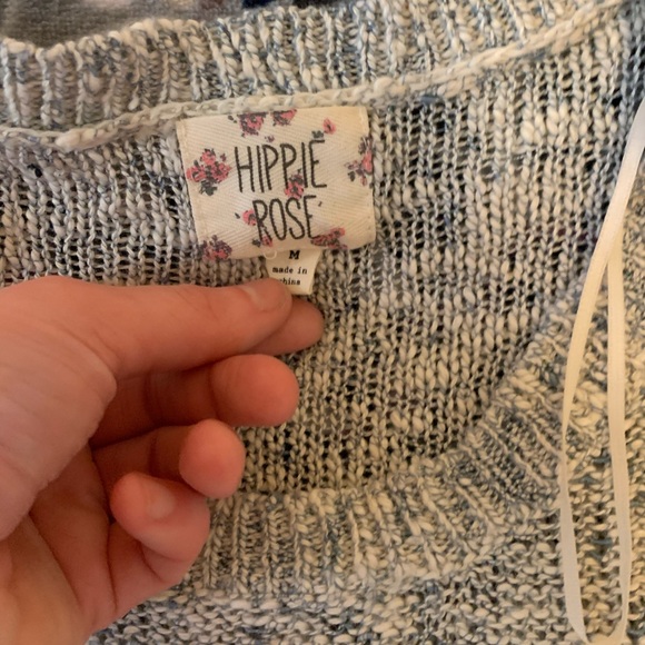 Heather blue and cream sweater lace Fringe on end - Picture 3 of 4